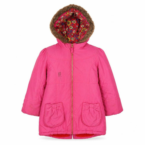 Mini Club Girls Pink Basic Coat Coat Size 5-6 Years Zip - Logo, Embroidered