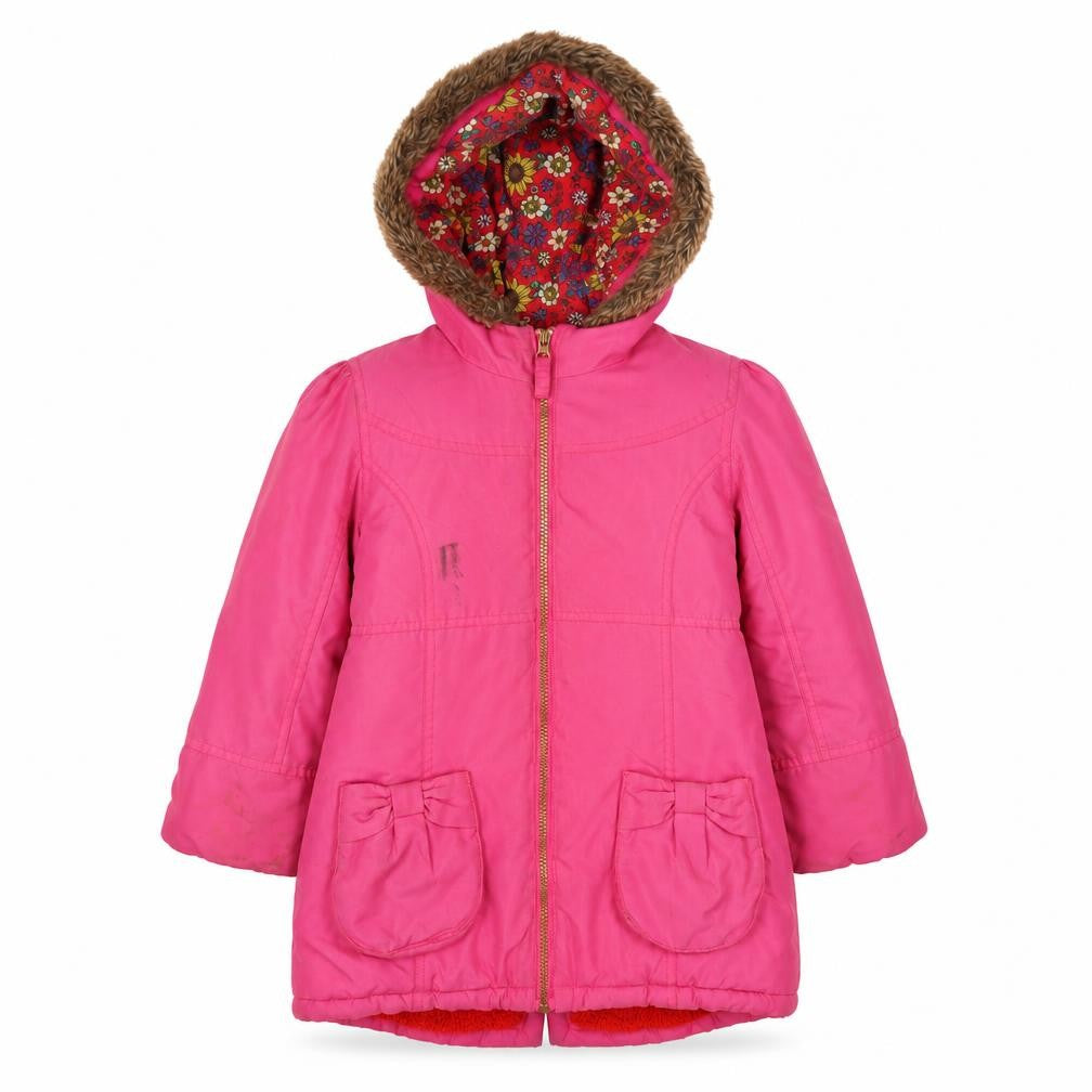 Mini Club Girls Pink Basic Coat Coat Size 5-6 Years Zip - Logo, Embroidered