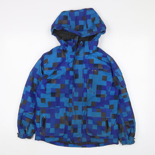 Parallel Boys Blue Basic Coat Coat Size 9-10 Years Zip - Logo, Embroidered