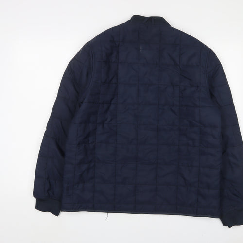French Connection Mens Blue Quilted Jacket Size L Zip