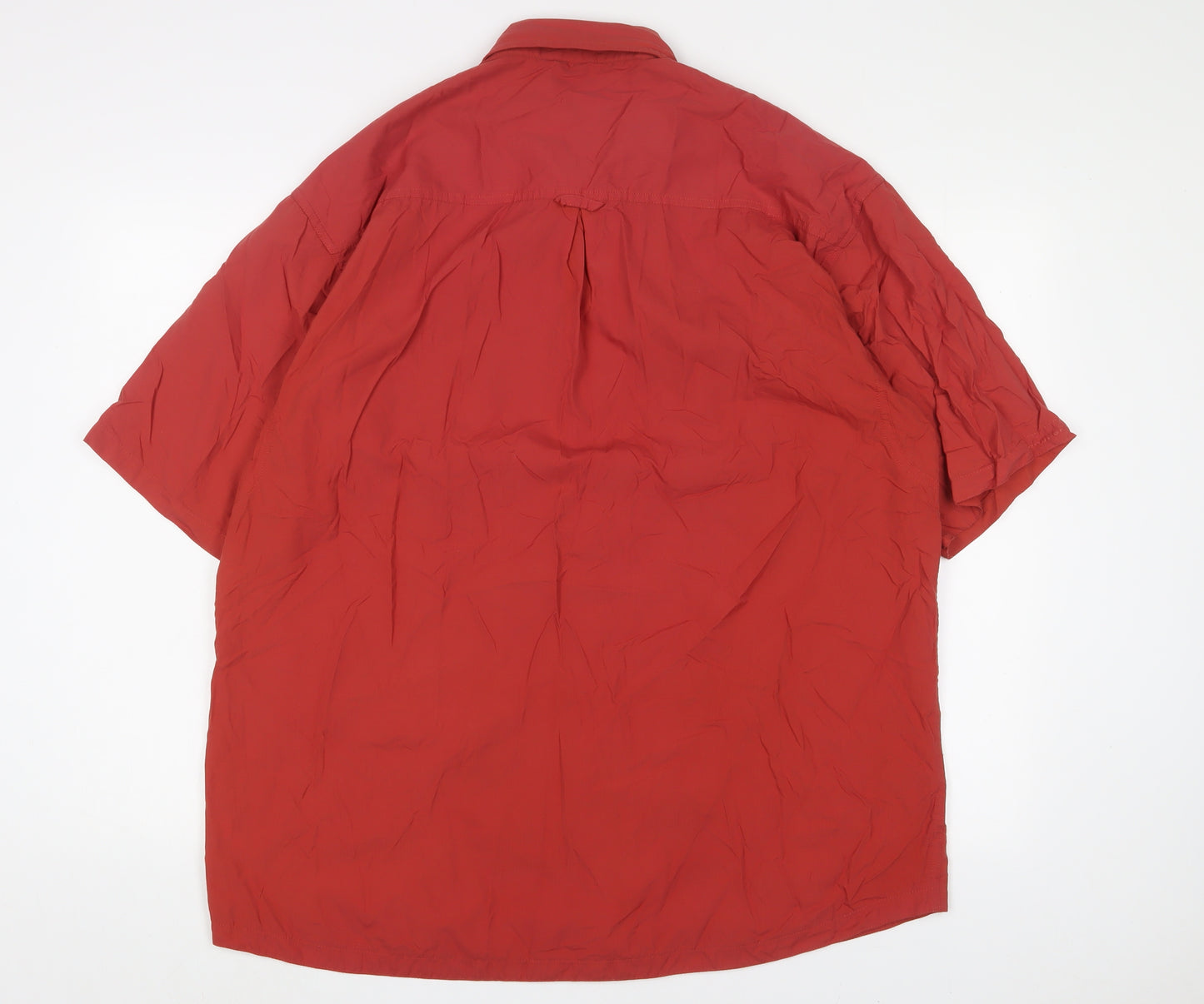 Columbia Mens Orange Polyester Button-Up Size L Collared Button - Logo