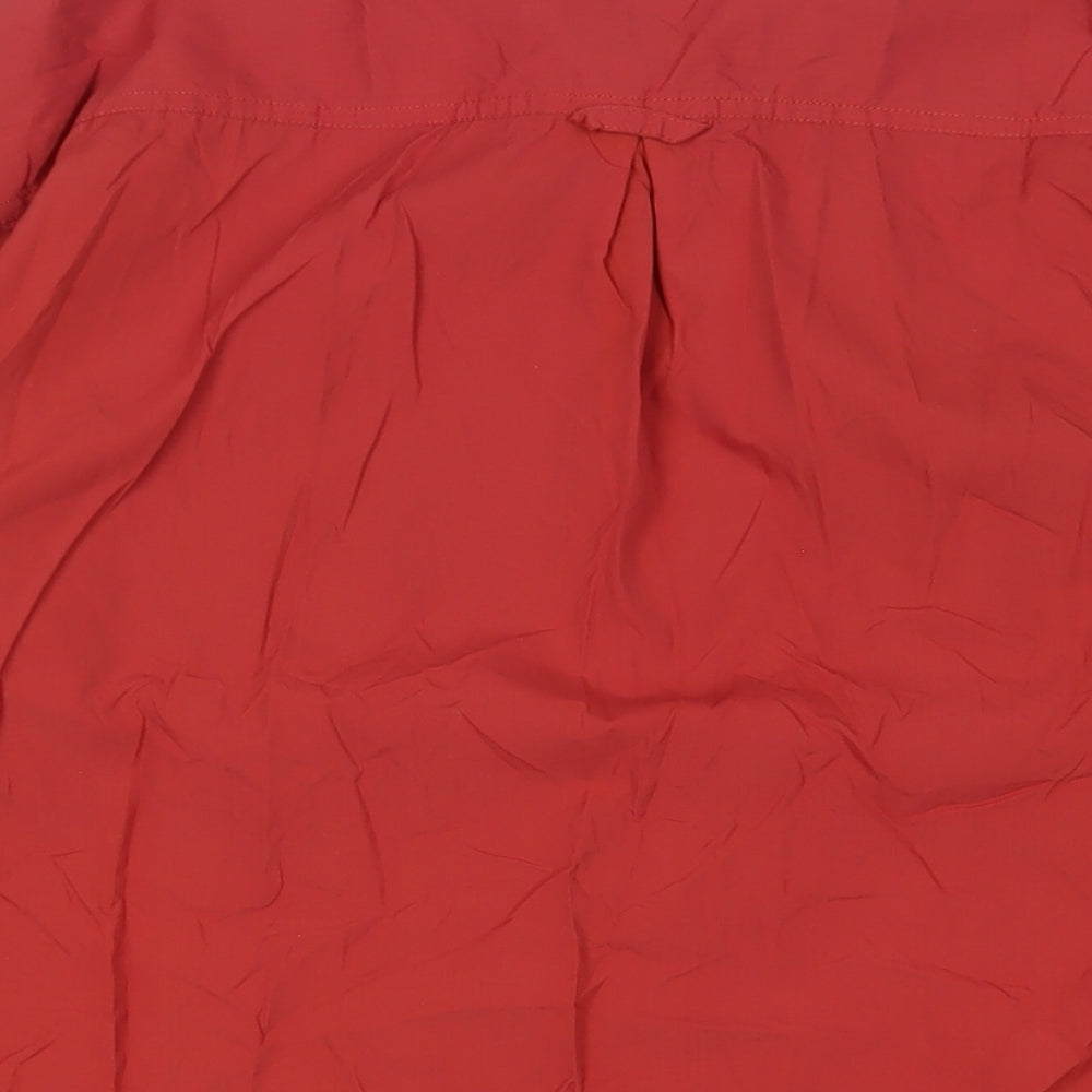 Columbia Mens Orange Polyester Button-Up Size L Collared Button - Logo