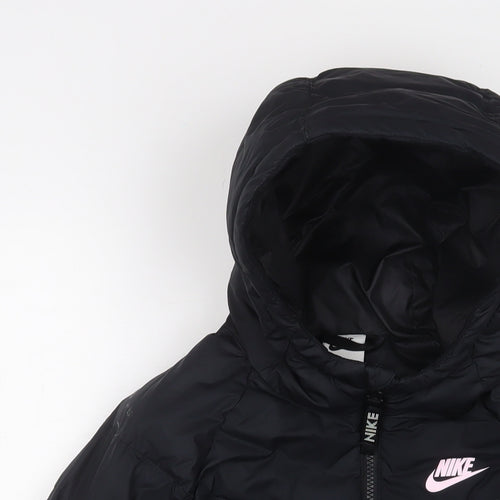 Nike Boys Black Basic Coat Coat Size 9-10 Years Zip - Logo