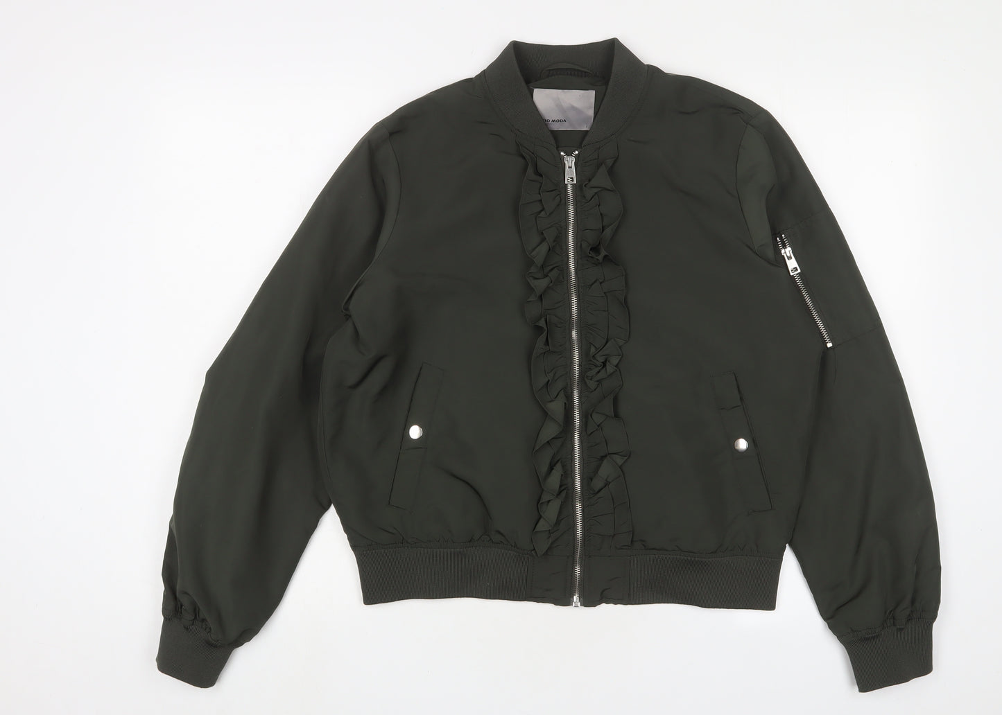 VERO MODA Womens Green Bomber Jacket Jacket Size L Zip