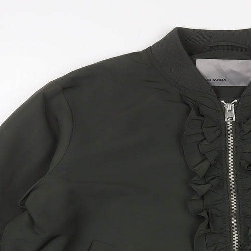 VERO MODA Womens Green Bomber Jacket Jacket Size L Zip