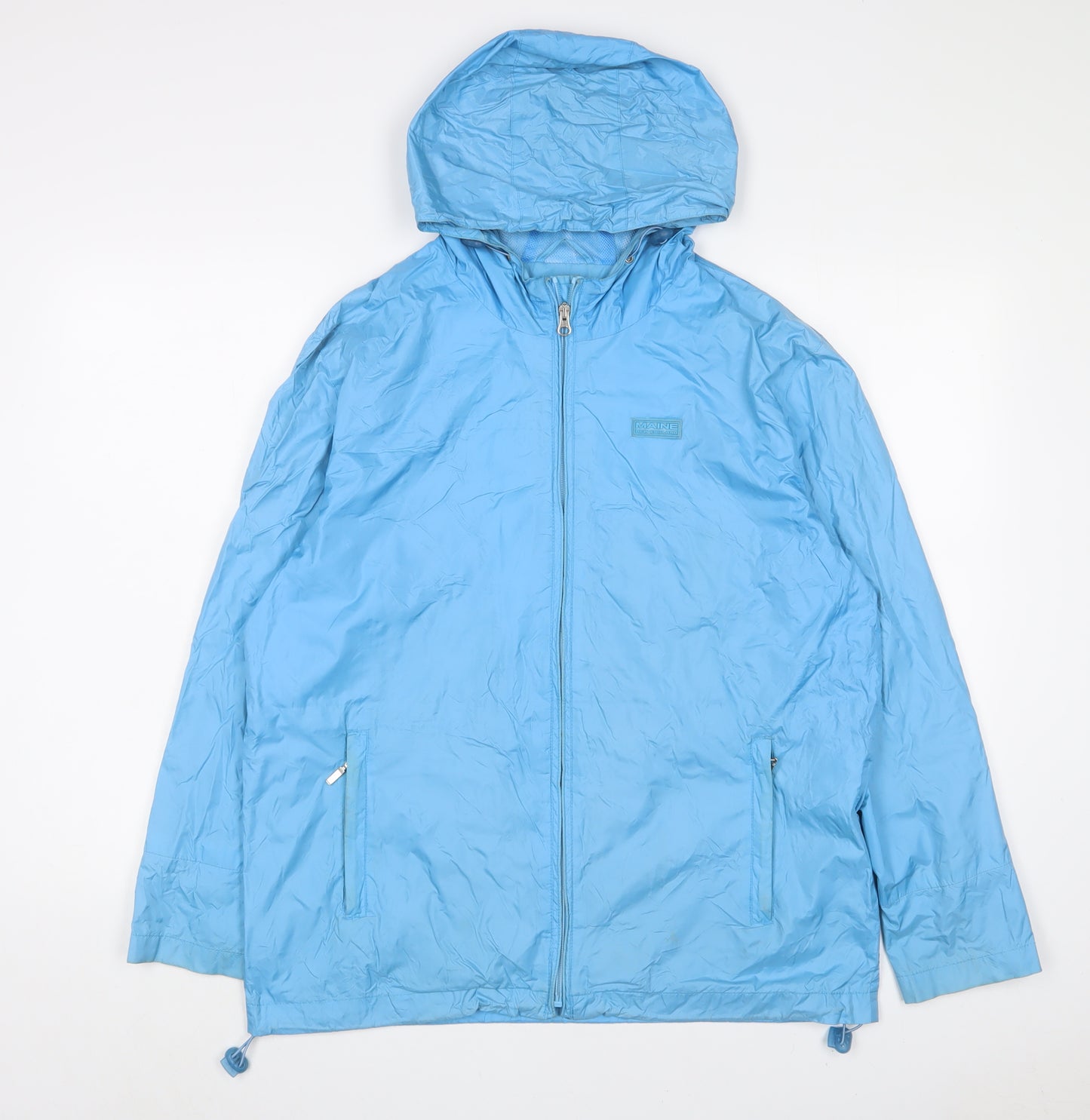 Maine Womens Blue Jacket Size 10 Zip - Logo, Embroidered