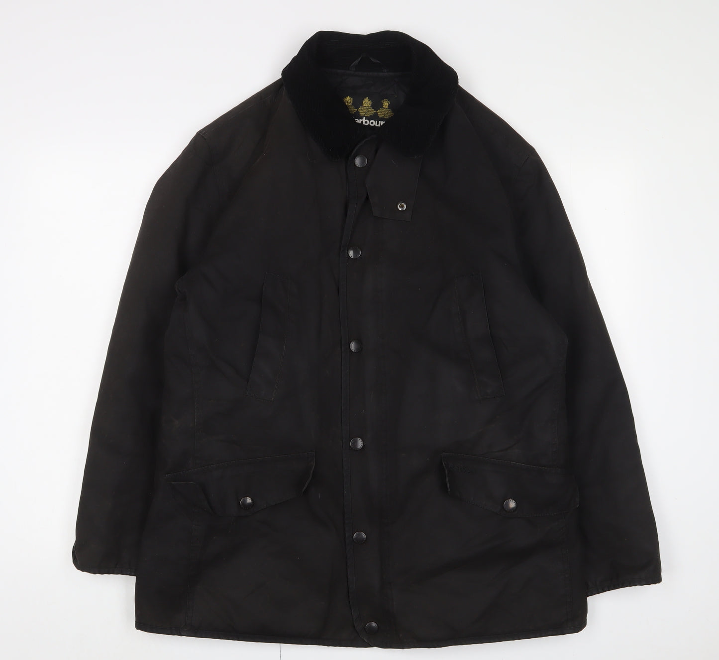 Barbour Mens Black Jacket Size M Zip - Logo, Embroidered