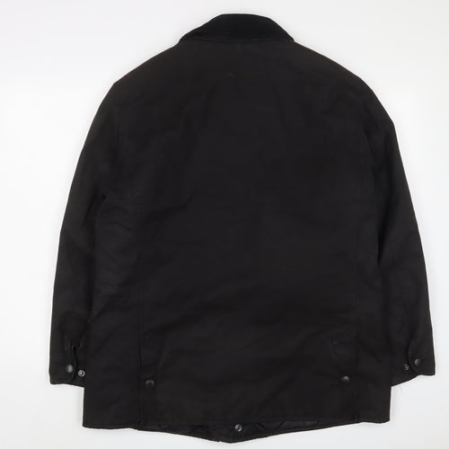 Barbour Mens Black Jacket Size M Zip - Logo, Embroidered