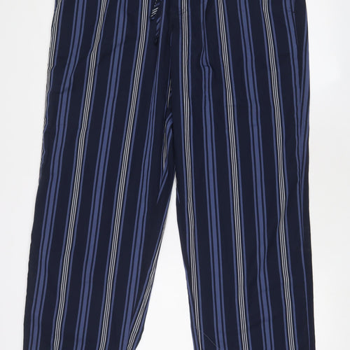 John Lewis Mens Blue Striped Cotton Pyjama Pants Size XL Drawstring