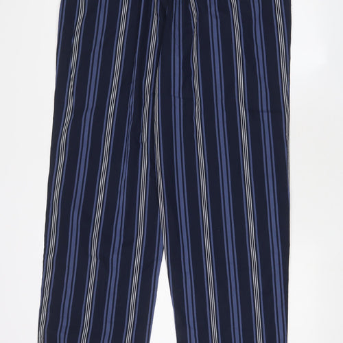 John Lewis Mens Blue Striped Cotton Pyjama Pants Size XL Drawstring