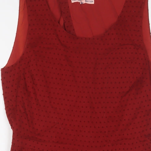 Jack Wills Womens Red Polka Dot Cotton A-Line Size 12 Scoop Neck Pullover - Embroidered