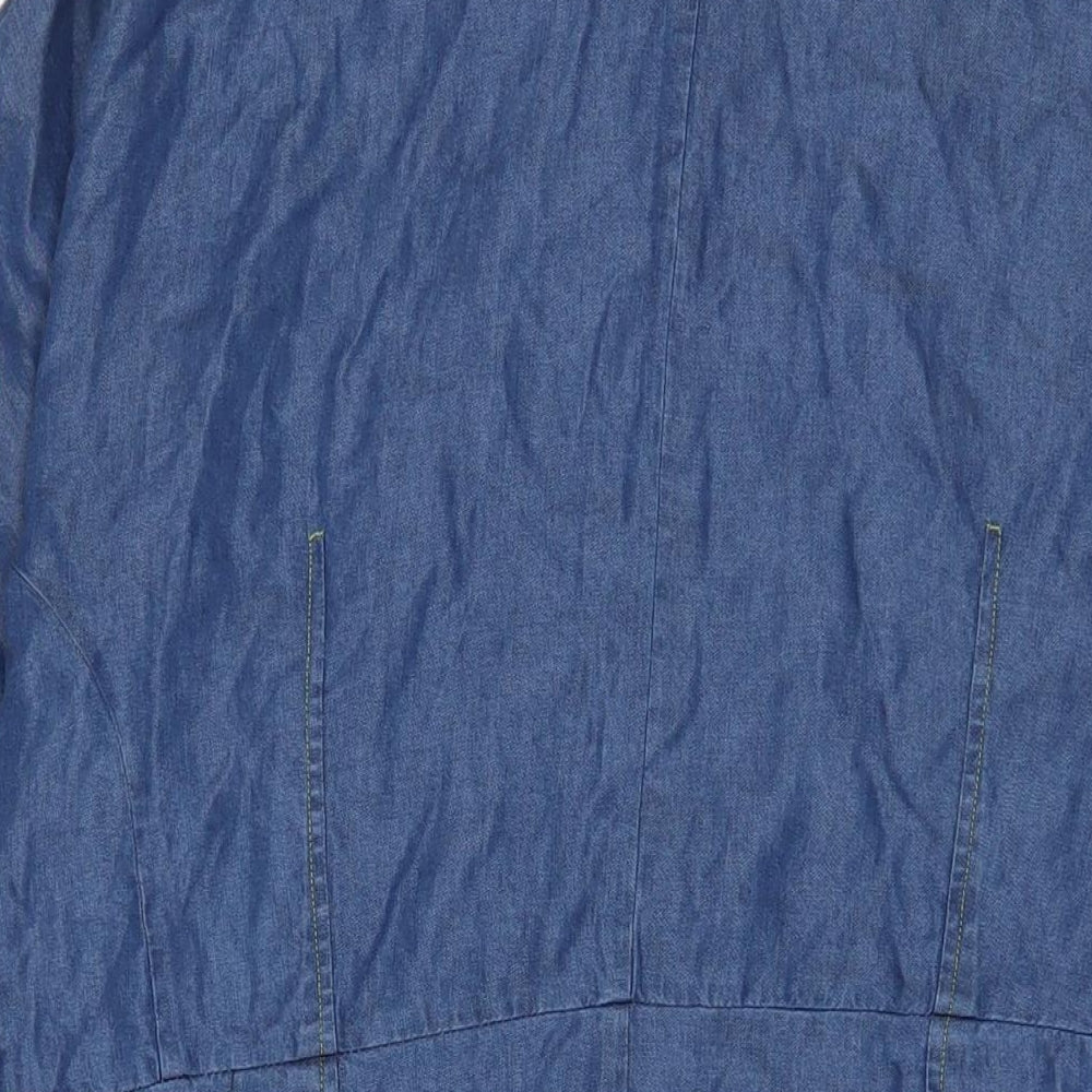 Oliver Bonas Womens Blue Cotton A-Line Size 16 Collared Button