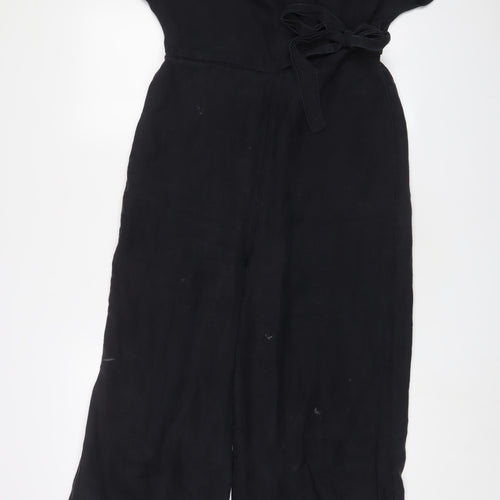 Oliver Bonas Womens Black Lyocell Jumpsuit One-Piece Size 12 L28 in Button