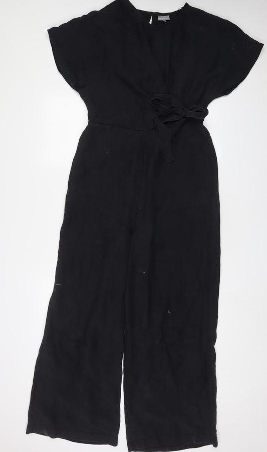 Oliver Bonas Womens Black Lyocell Jumpsuit One-Piece Size 12 L28 in Button