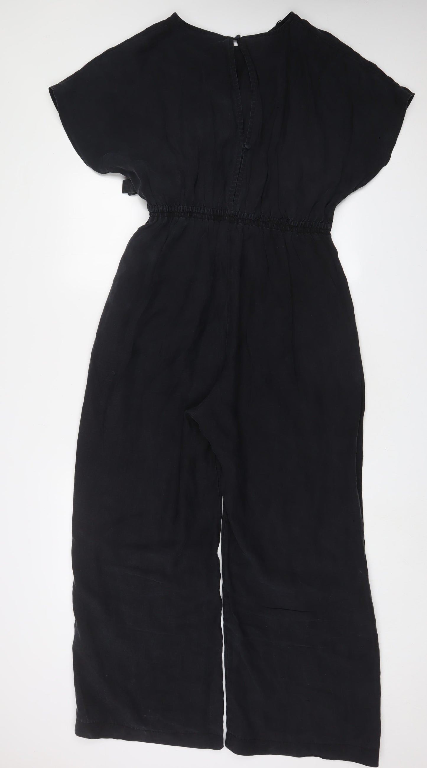 Oliver Bonas Womens Black Lyocell Jumpsuit One-Piece Size 12 L28 in Button