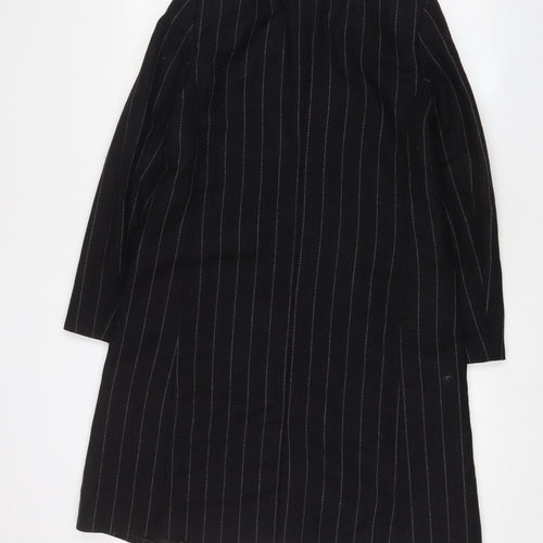 Marks and Spencer Womens Black Striped Overcoat Coat Size XS Button