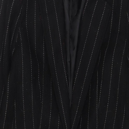 Marks and Spencer Womens Black Striped Overcoat Coat Size XS Button