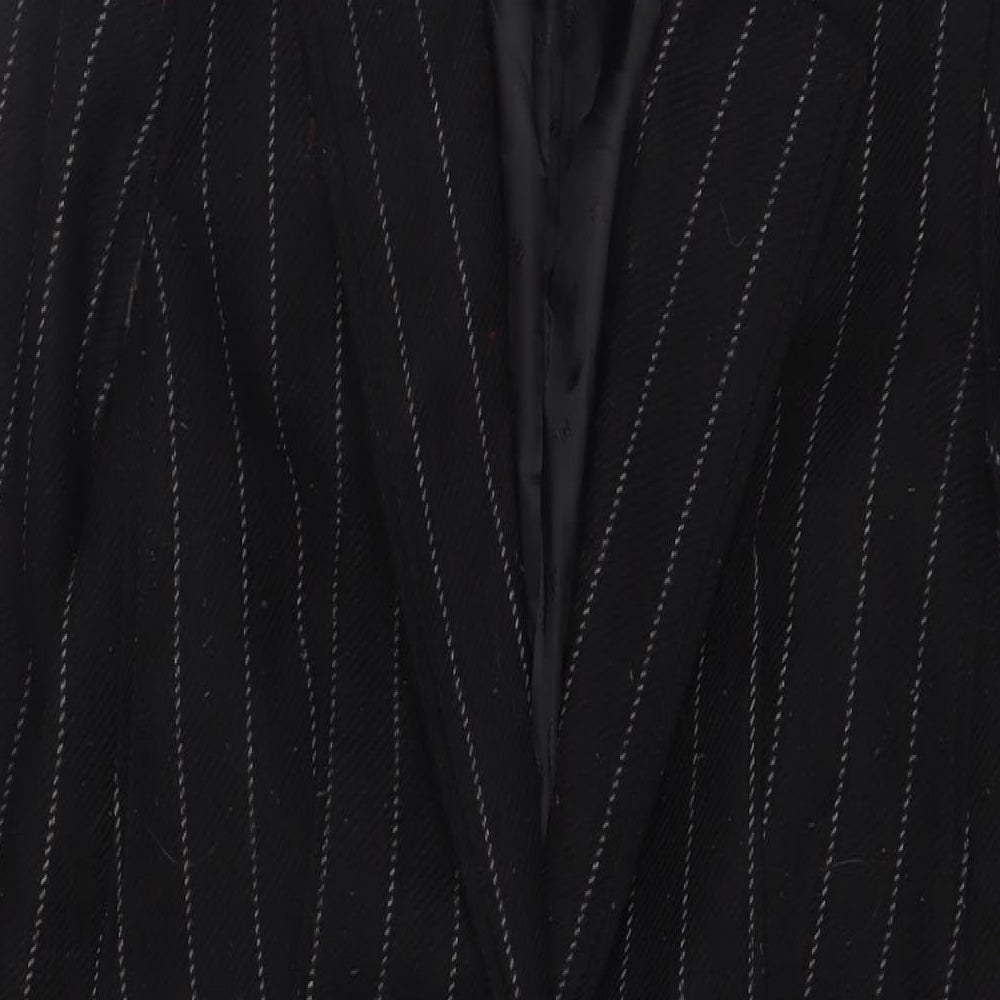 Marks and Spencer Womens Black Striped Overcoat Coat Size XS Button