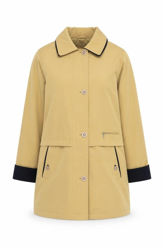 Front view of Bond women’s yellow jacket, size UK 10, button