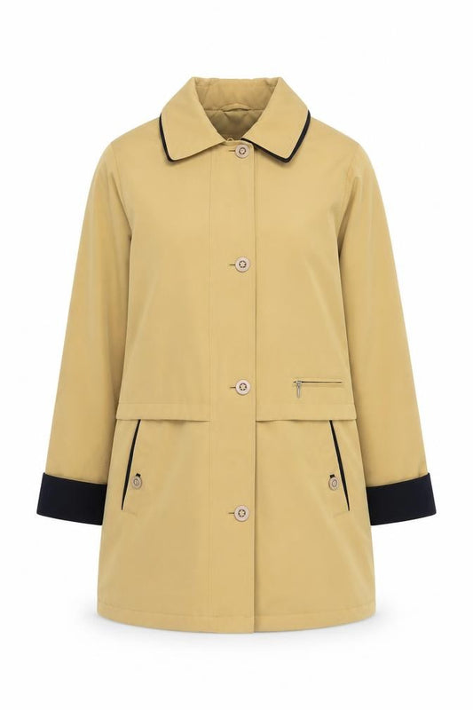 Front view of Bond women’s yellow jacket, size UK 10, button