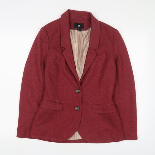 H&M Womens Red Jacket Blazer Size 10 Button