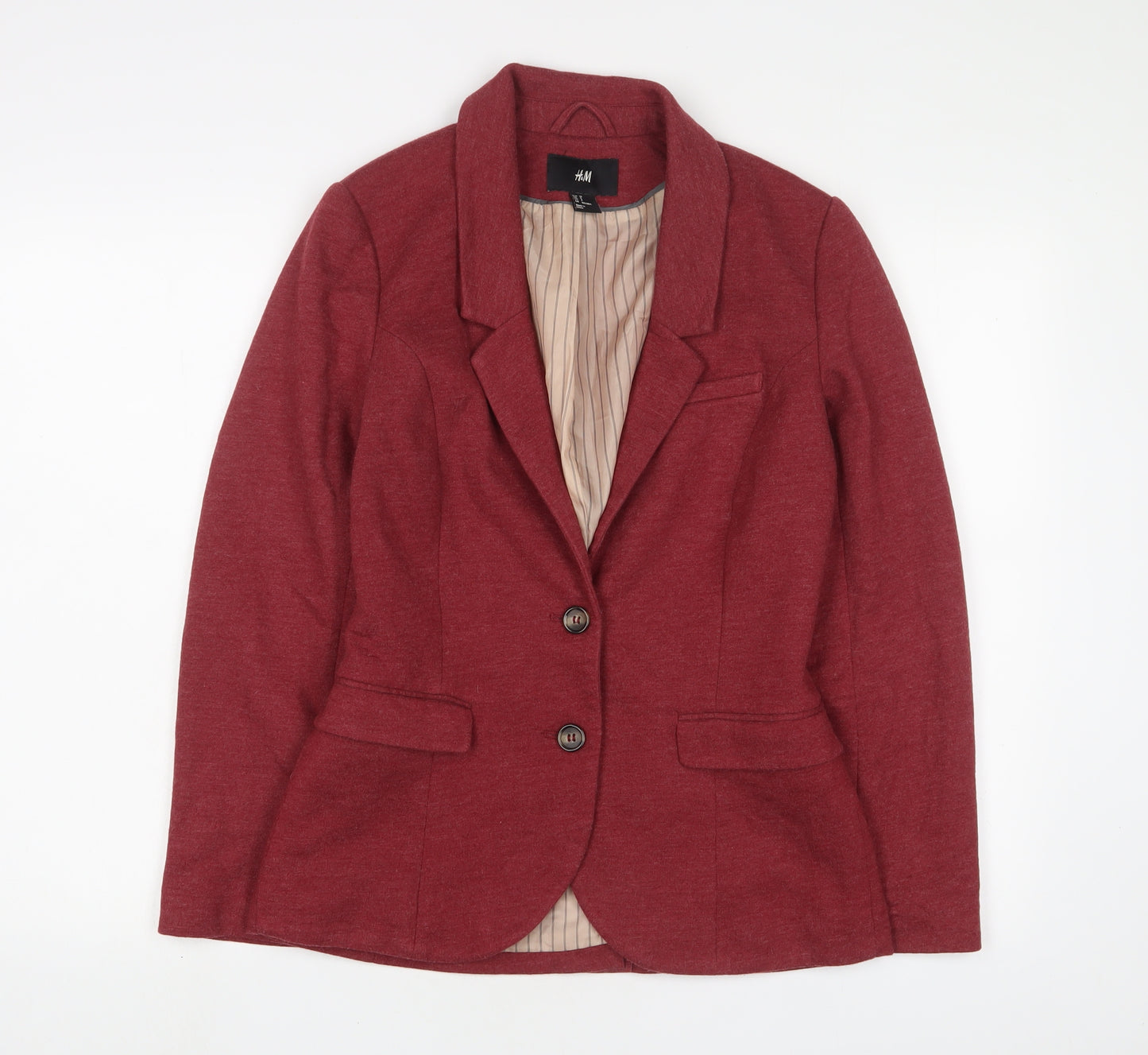 H&M Womens Red Jacket Blazer Size 10 Button