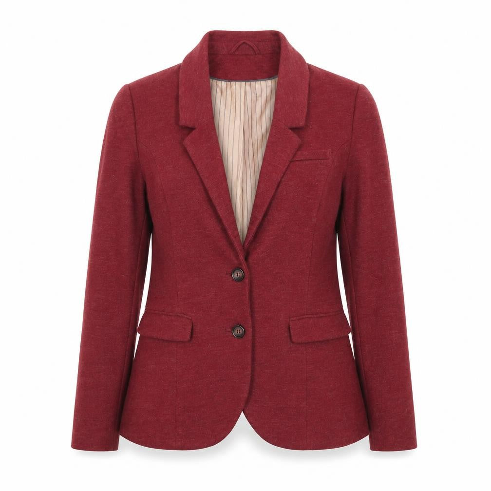 Front view of H&M women’s red jacket blazer, size UK 10, button