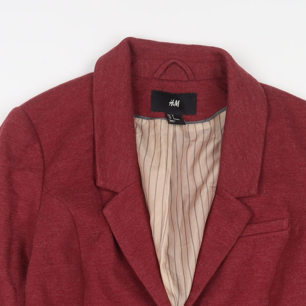 H&M Womens Red Jacket Blazer Size 10 Button