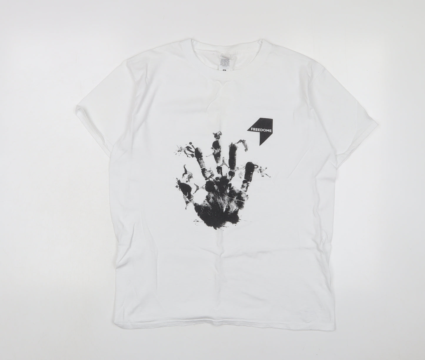 Freedome Womens White Cotton Basic T-Shirt Size S Crew Neck