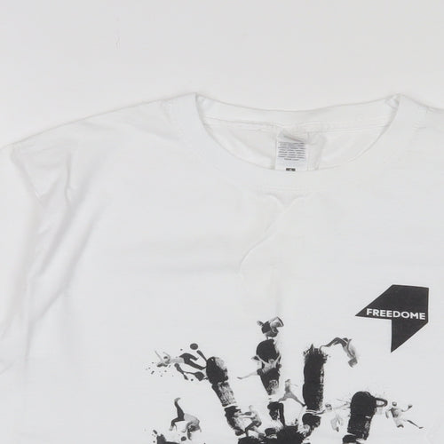 Freedome Womens White Cotton Basic T-Shirt Size S Crew Neck
