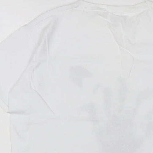 Freedome Womens White Cotton Basic T-Shirt Size S Crew Neck