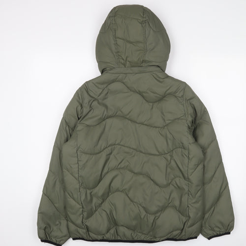 GOODMOVE Womens Green Quilted Coat Size 12 Zip - Zip Pockets