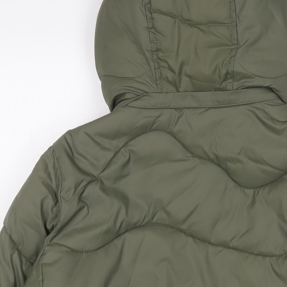 GOODMOVE Womens Green Quilted Coat Size 12 Zip - Zip Pockets