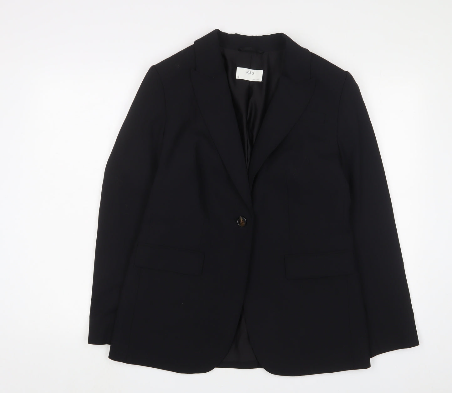 Marks and Spencer Womens Black Jacket Blazer Size 10 Button