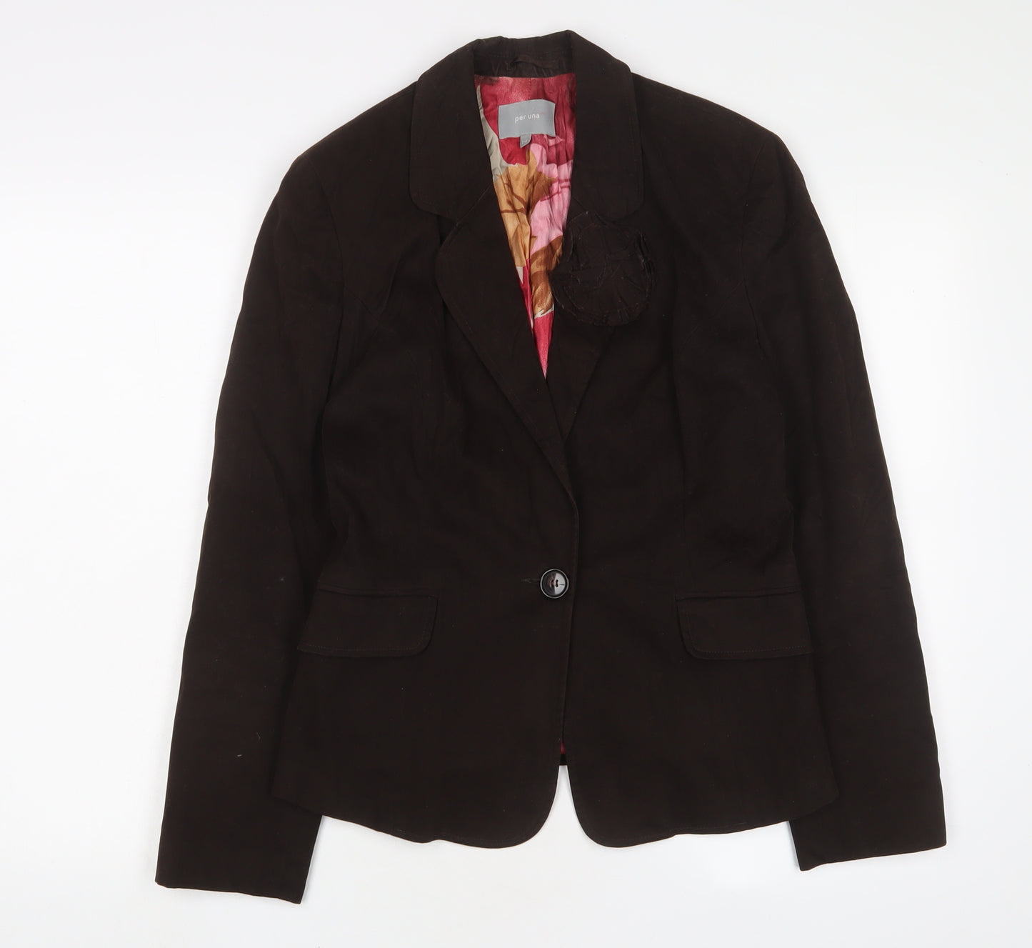Per Una Womens Brown Jacket Blazer Size 14 Button