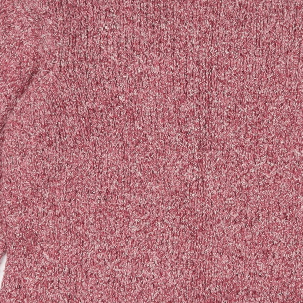 Bonmarché Womens Pink V-Neck Cotton Pullover Jumper Size 16