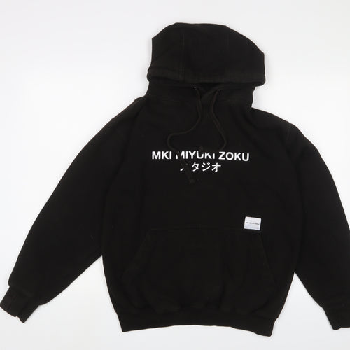 MKI MIYUKI ZOKU Mens Black Cotton Pullover Hoodie Size S - Logo, Embroidered