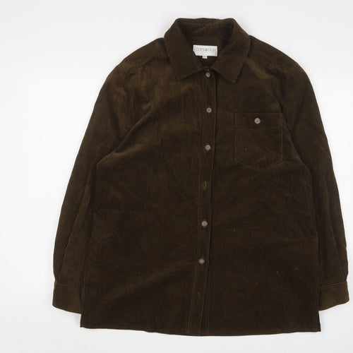 Cotswold Mens Green Cotton Button-Up Size L Collared Button