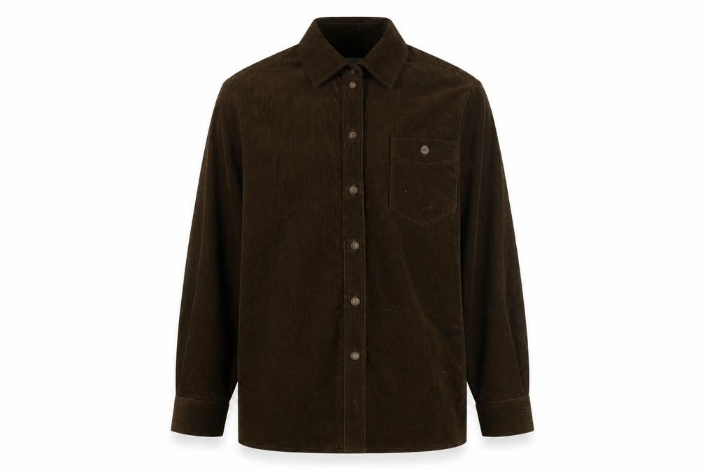 Front view of Cotswold men’s green cotton button-up, size L, collared button
