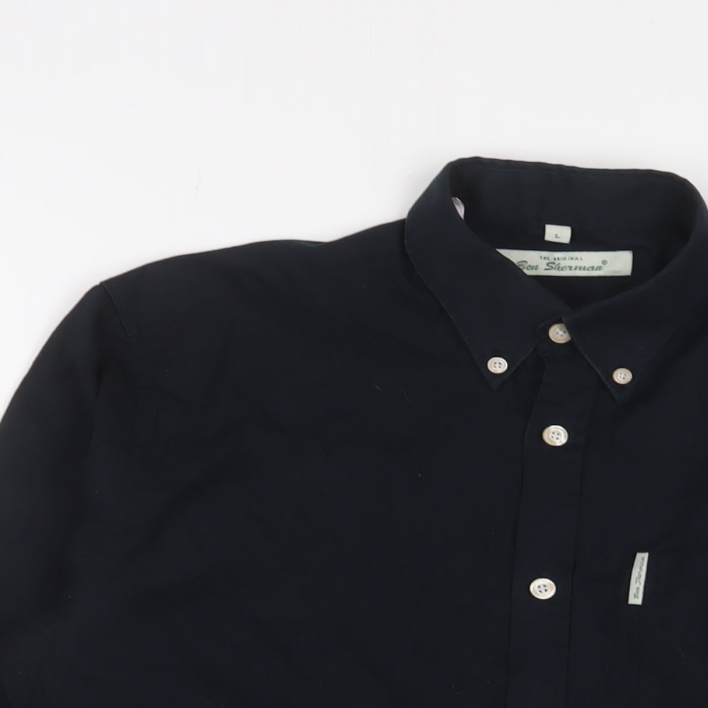 Ben Sherman Mens Blue Cotton T-Shirt Size L Collared