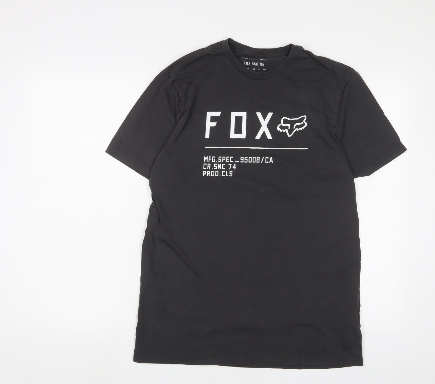 Fox Racing Mens Grey Cotton T-Shirt Size XL Crew Neck - Logo