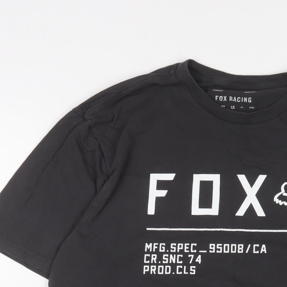 Fox Racing Mens Grey Cotton T-Shirt Size XL Crew Neck - Logo