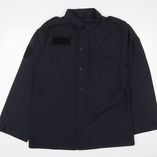 Workwear Mens Blue Viscose Button-Up Size L Collared Button