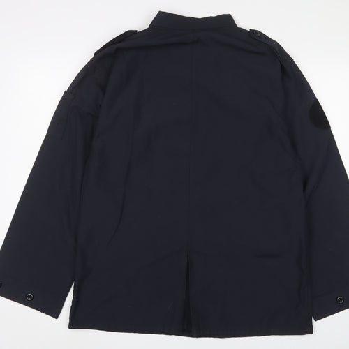 Workwear Mens Blue Viscose Button-Up Size L Collared Button