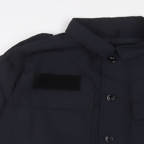 Workwear Mens Blue Viscose Button-Up Size L Collared Button