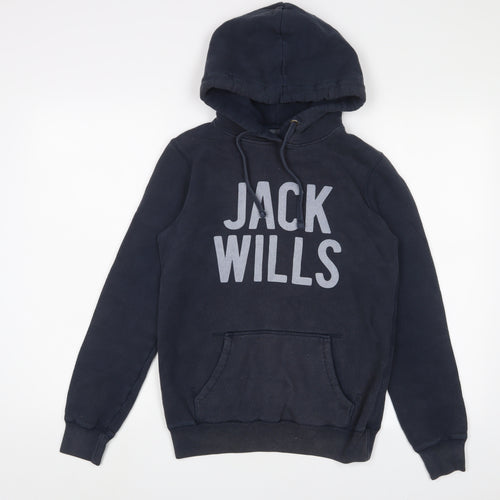 Jack Wills Womens Blue Cotton Pullover Hoodie Size 8 Pullover - Logo