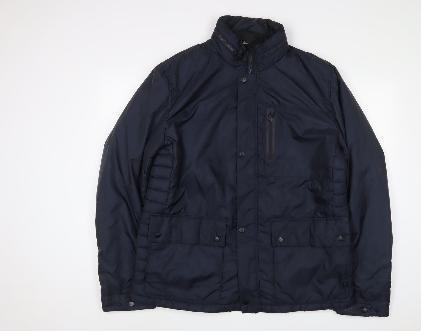 s.Oliver Mens Blue Quilted Jacket Size 2XL Zip