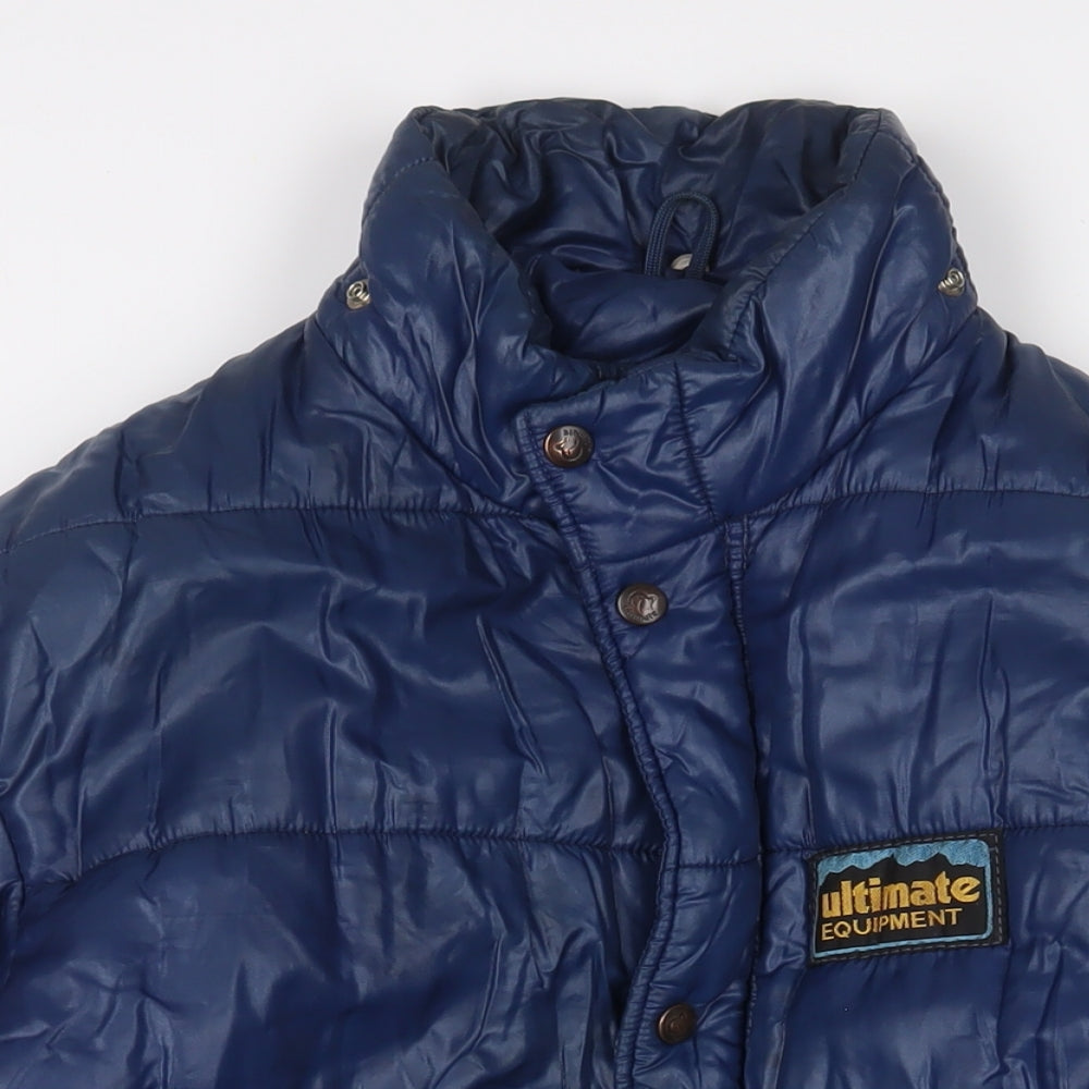 Ultimate Equipment Mens Blue Puffer Jacket Coat Size L Zip - Logo, Embroidered