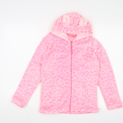 Love sleep Girls Pink Animal Print Polyester Top Pyjama Top Size 12-13 Years Zip - Hood ears