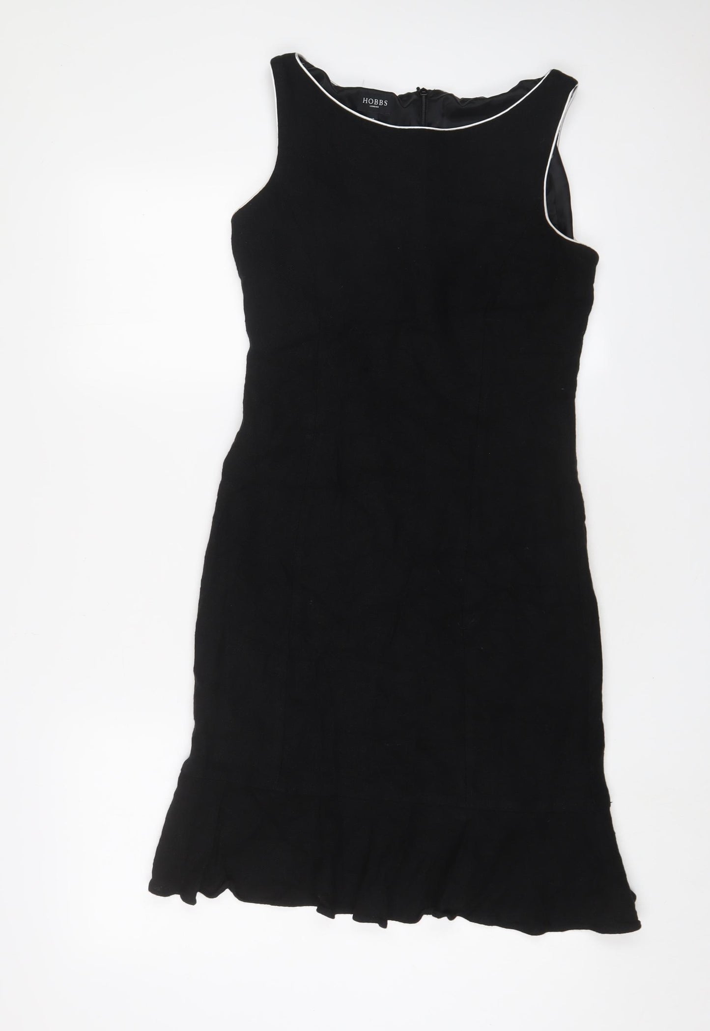 Hobbs Womens Black Viscose Sheath Size 12 Boat Neck Zip